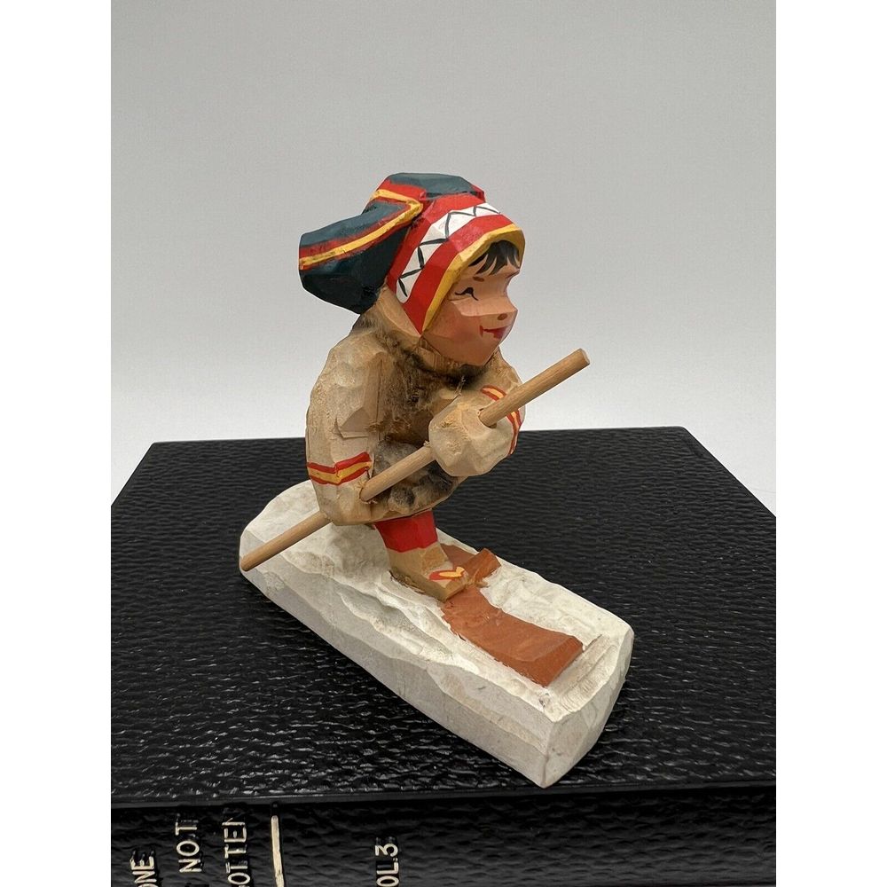 VTG Folk Art Hand Carved Skier Norway Henning Engelsen