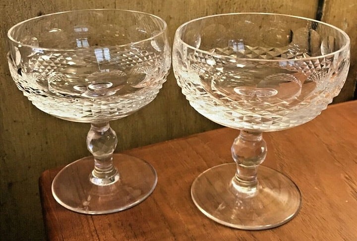 Waterford Colleen Crystal Champagne/Sherbet Glasses ~ Pair ~ Vintage