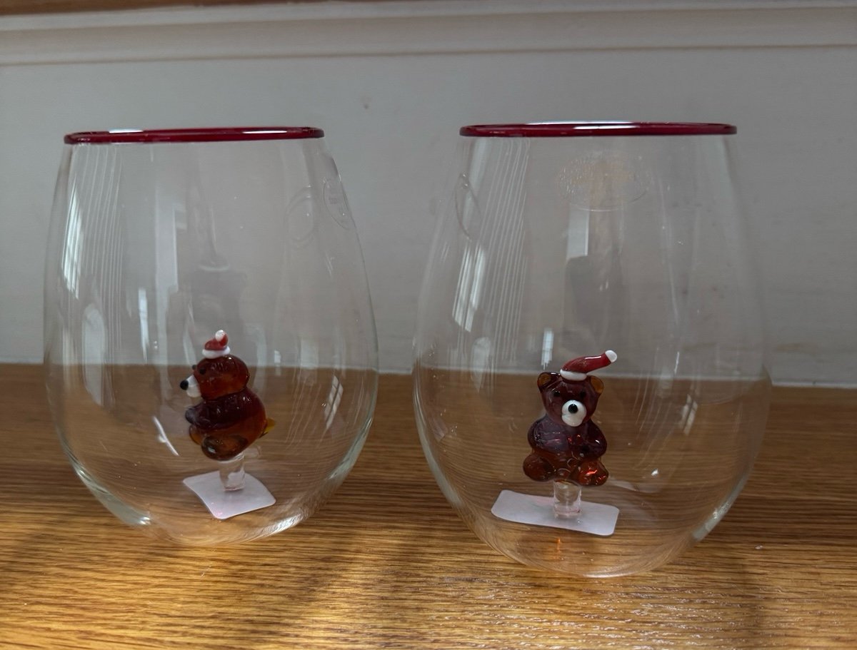 HTF Holiday Bear Stemless Wine Glasses – Set of 2