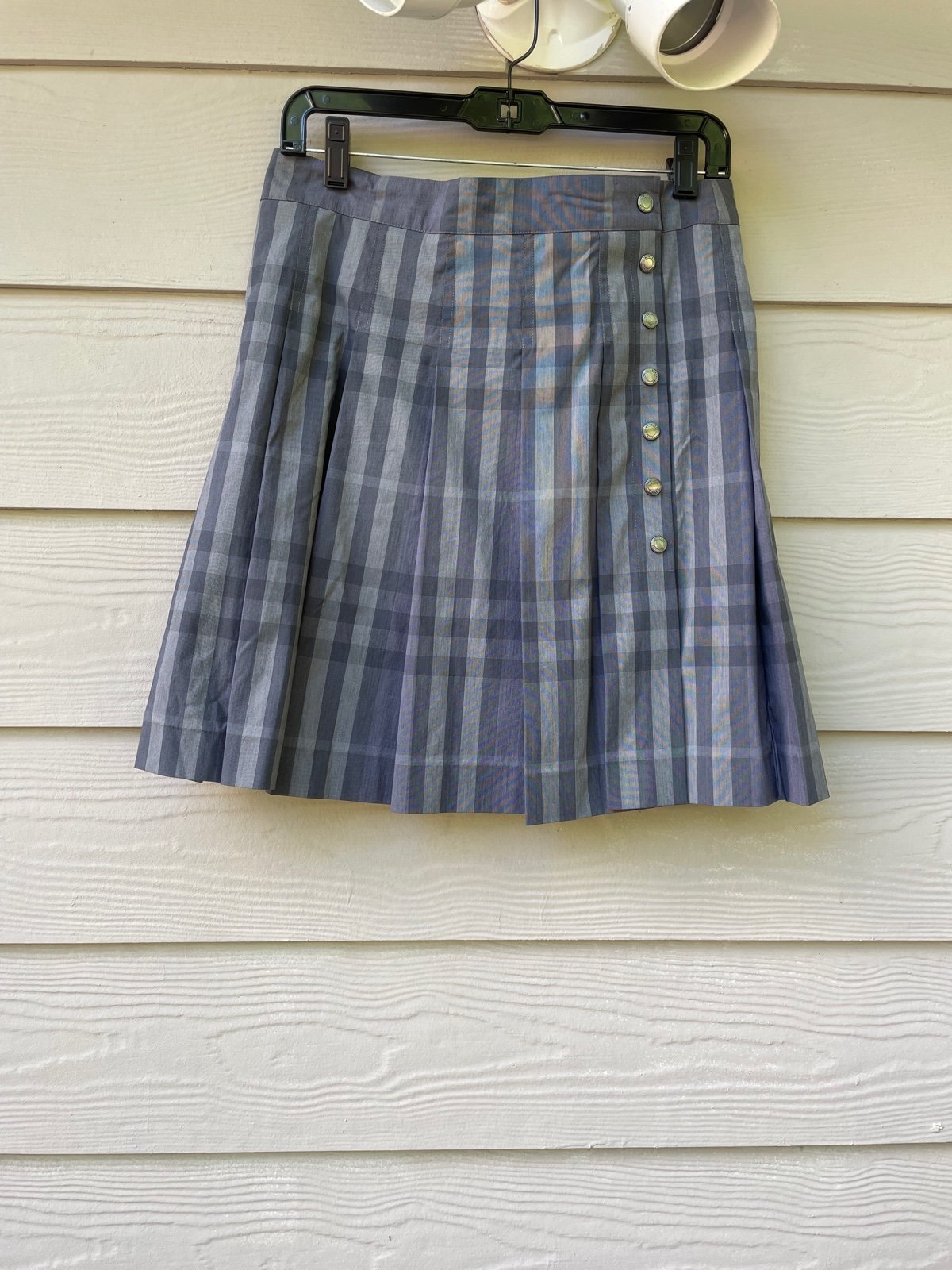 Burberry Brit navy nova check pleated wrap Scottish kilt skirt