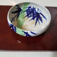 Asian Handmade Saucer With Bamboo Pattern