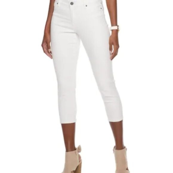 Juicy Couture Womens White Mid Rise Seamless Denim Skinny Capris Jeans Sz 14 NWT