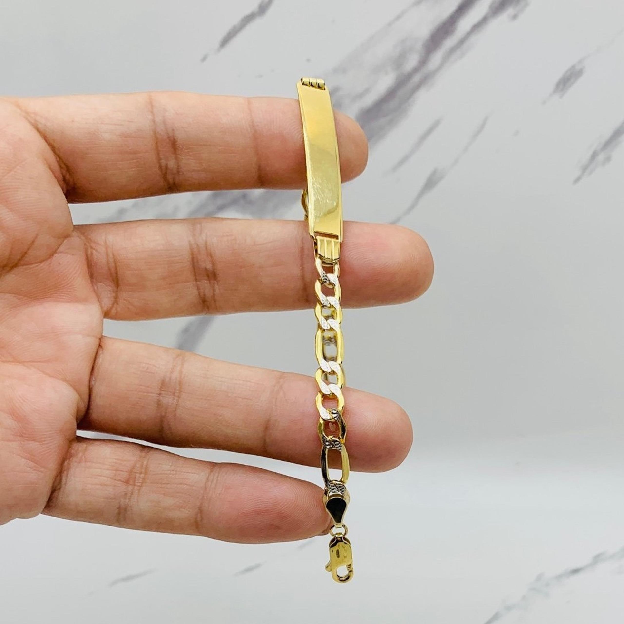 Real 14k Gold ID Bracelet fígaro 7” long bracelet  ❤️ Women or teen