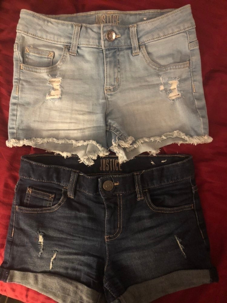 JUSTICE ripped blue Jean Shorts- size 10