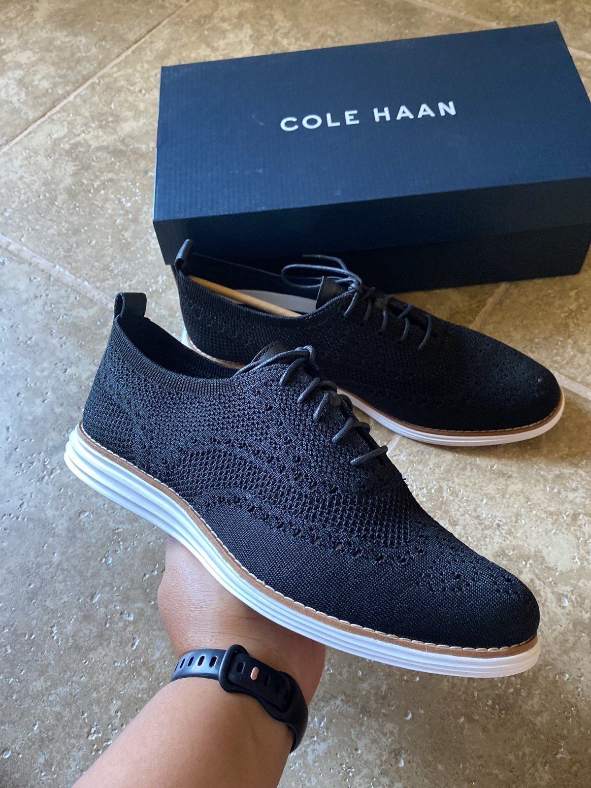 NWT Cole Haan Women’s Knit OG Grand Wingtip Black and White Oxford Shoes size 10