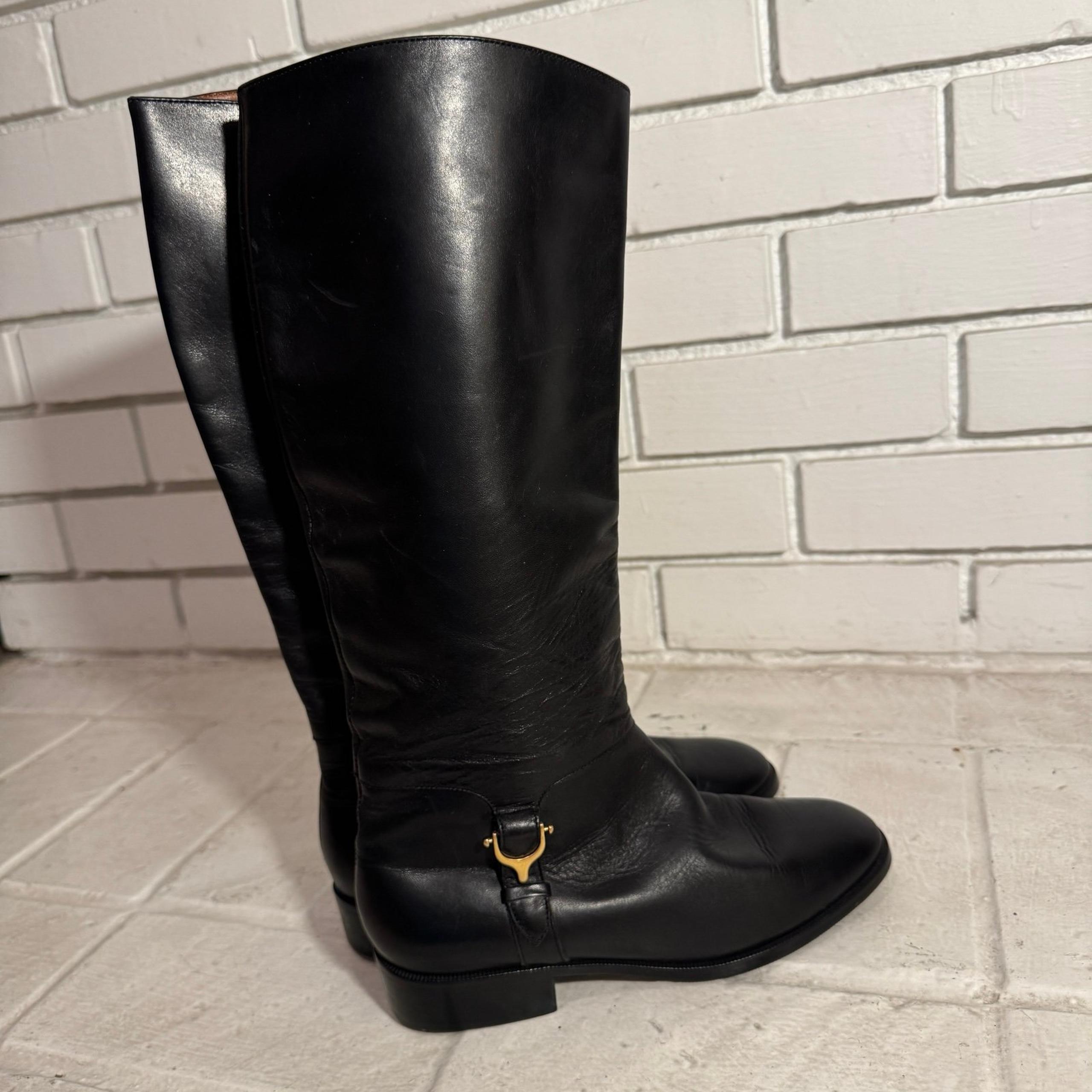Barely used ETIENNE AIGNER women’s black leather boots, size 6.5 M