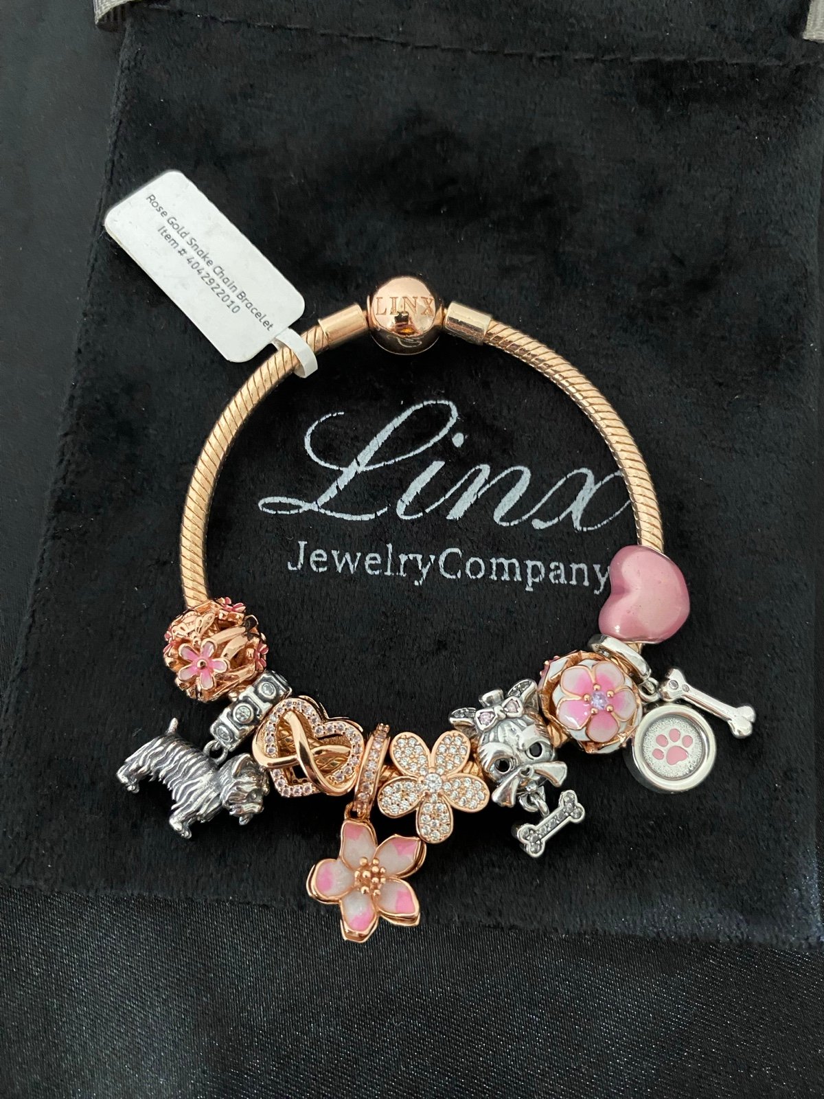 Linx Rose Gold Bracelet with Yorkshire Terrier Yorkie Themed Charms
