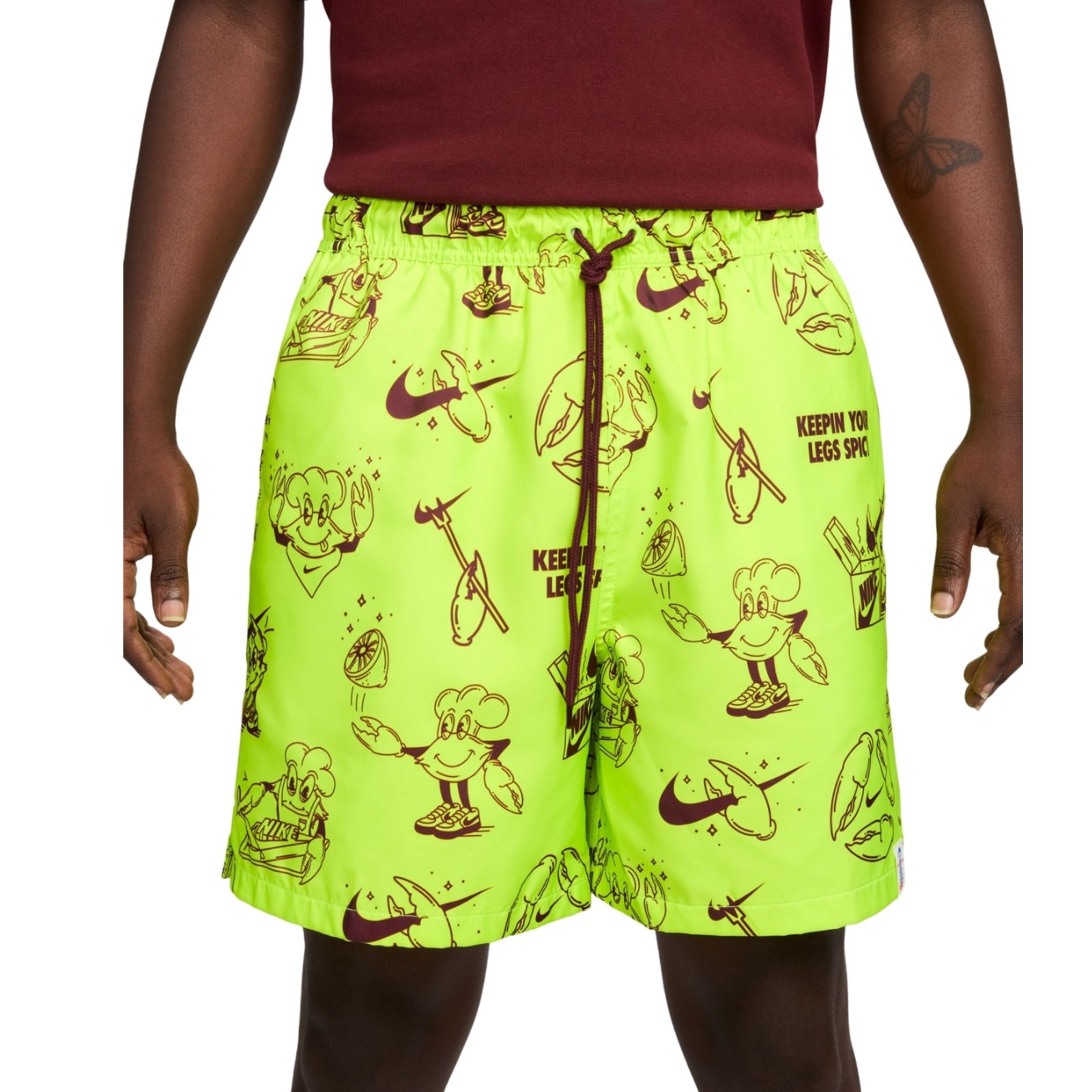 Nike Men Club Woven Printed 6 Shorts Volt Size XL
