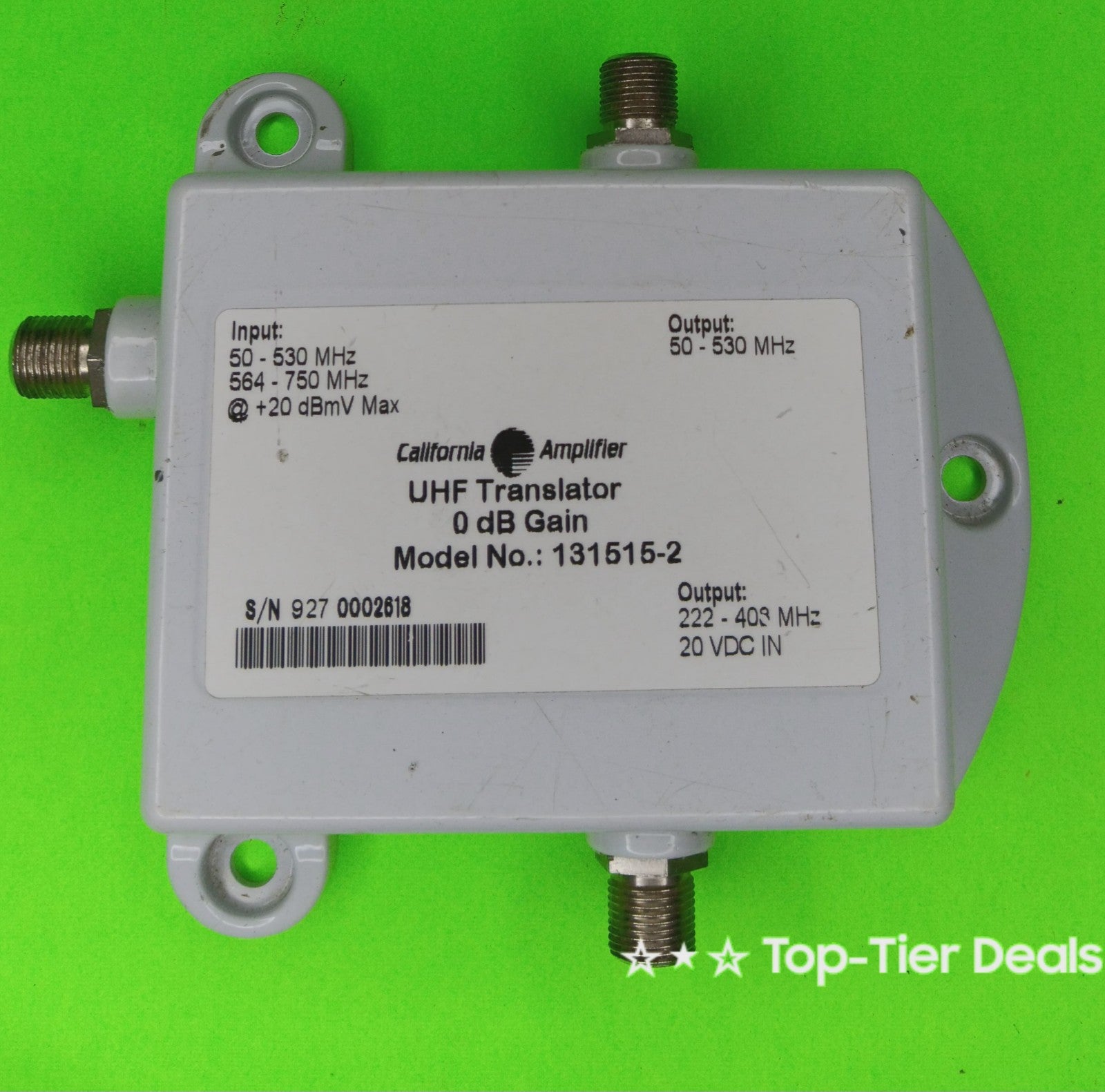 California Amplifier UHF Translator 131515-2 50-750MHz 0dB Gain Signal Splitter