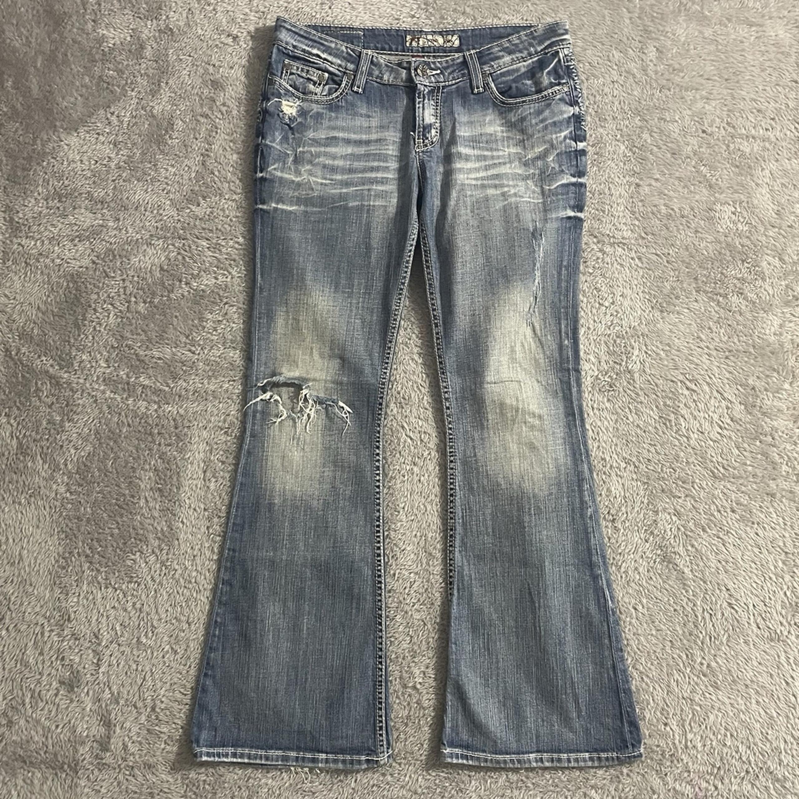 Buckle BKE Jeans Womens 28x31.5 Star Flare Stretch Light Wash Distressed Denim