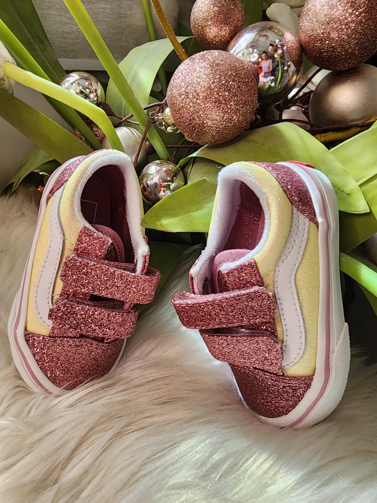 Vans Old Skool V Glitter Two Tone Toddler shoes size5