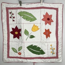 Pottery Barn NEW No Tags (2) Floral Red Gingham Quilted Euro Pillow Shams 28x28