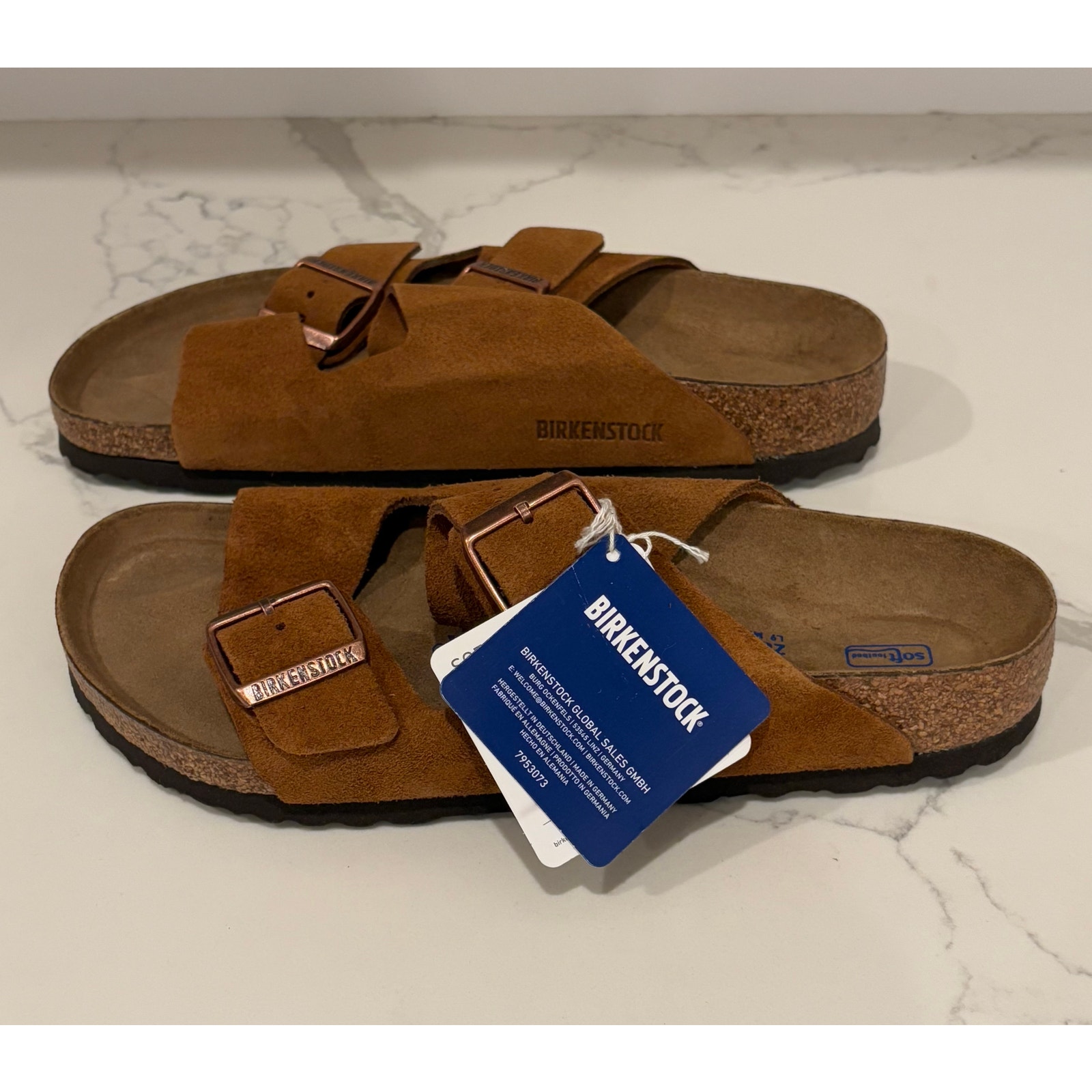 Birkenstock Arizona Brown Suede Size EU 40 Regular Fit Soft Footbed NWT