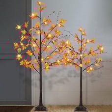 NEW 2 Pack Lighted Maple Trees Artificial Fall Acorn Trees 4FT+5FT