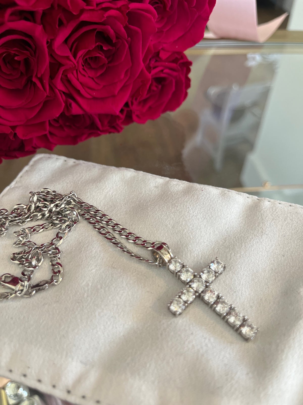 Diamond cross with chain