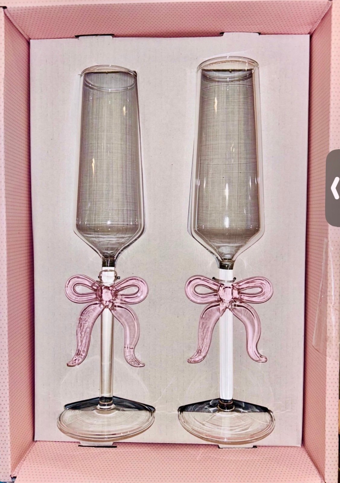 Cupcakes and Cashmere Pink Bow Champagne Coquette Glasses Flutes