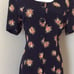Black Dress Peplum style black dress buttons Front floral dress short sleeve