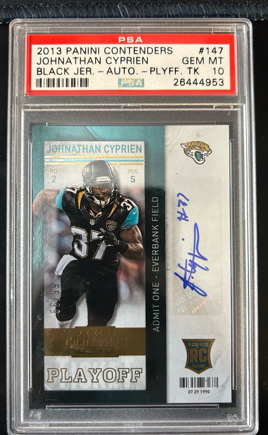 2013 Panini Contenders - Jonathan Cyprien #147 Playoff Ticket 66/99 (RC) PSA 10