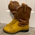 Ariat Vintage Two-Tone Brown Inlayed Round Toe Leather Cowboy Western Boot Roper