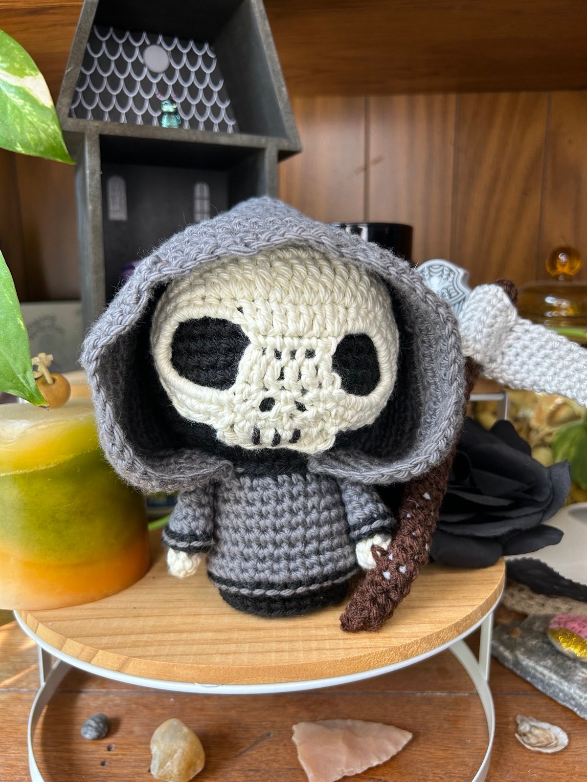 Crocheted grim reaper
