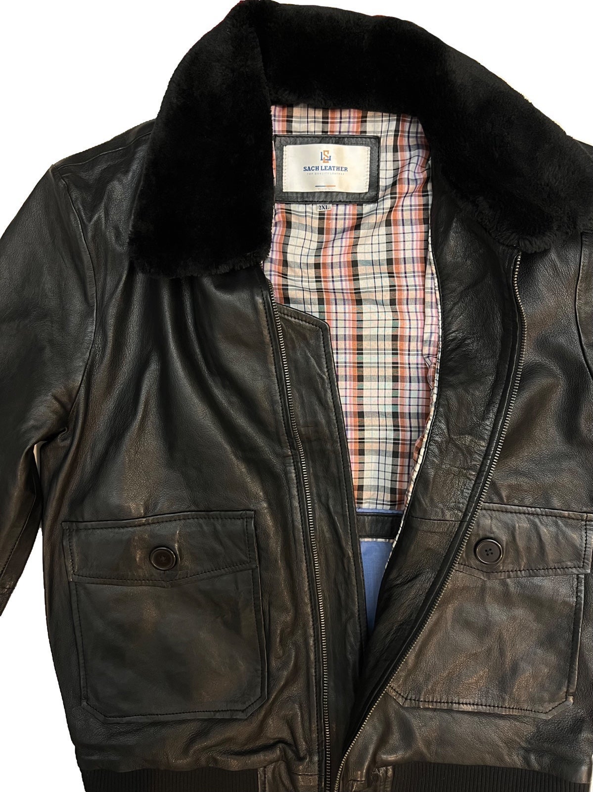 Jimmy P-9 Black Leather Bomber Jacket