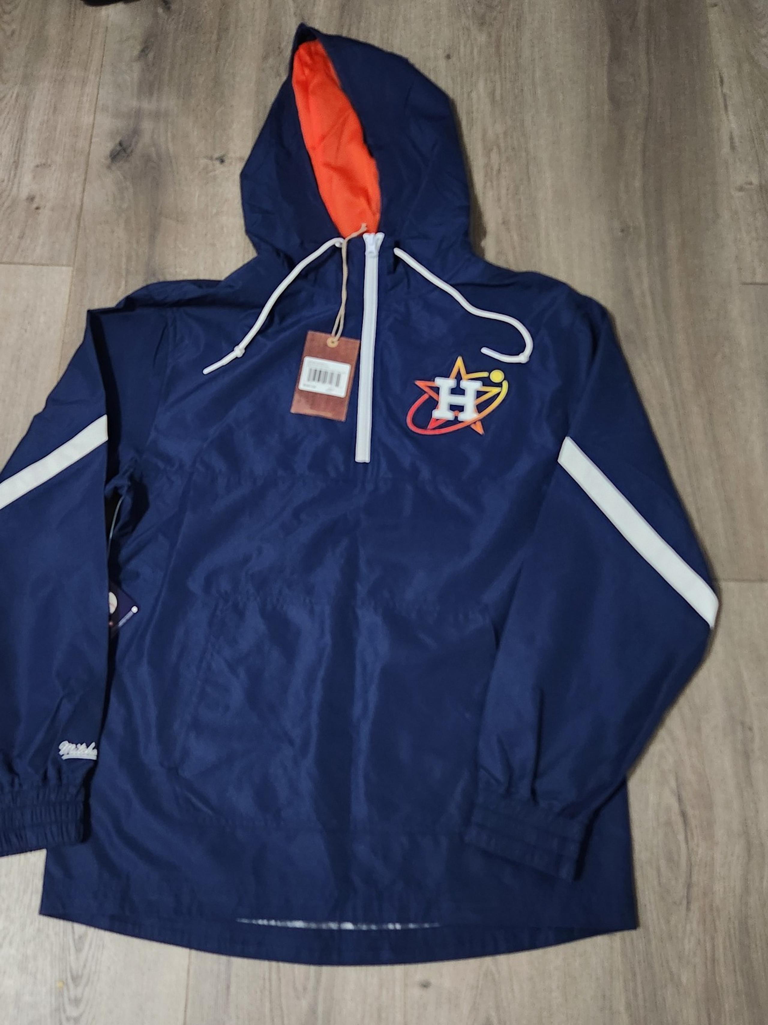Men's Navy Houston Astros City Connect Half-Zip Hoodie Jacket by Mitchell & Ness