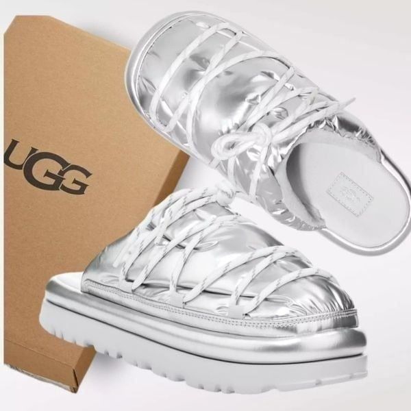 光沢【UGG】Hi Shine Spaceslider スリッポン スリッパ スペース UGG Hi Shine Puffer Spaceslider Slide Slippers