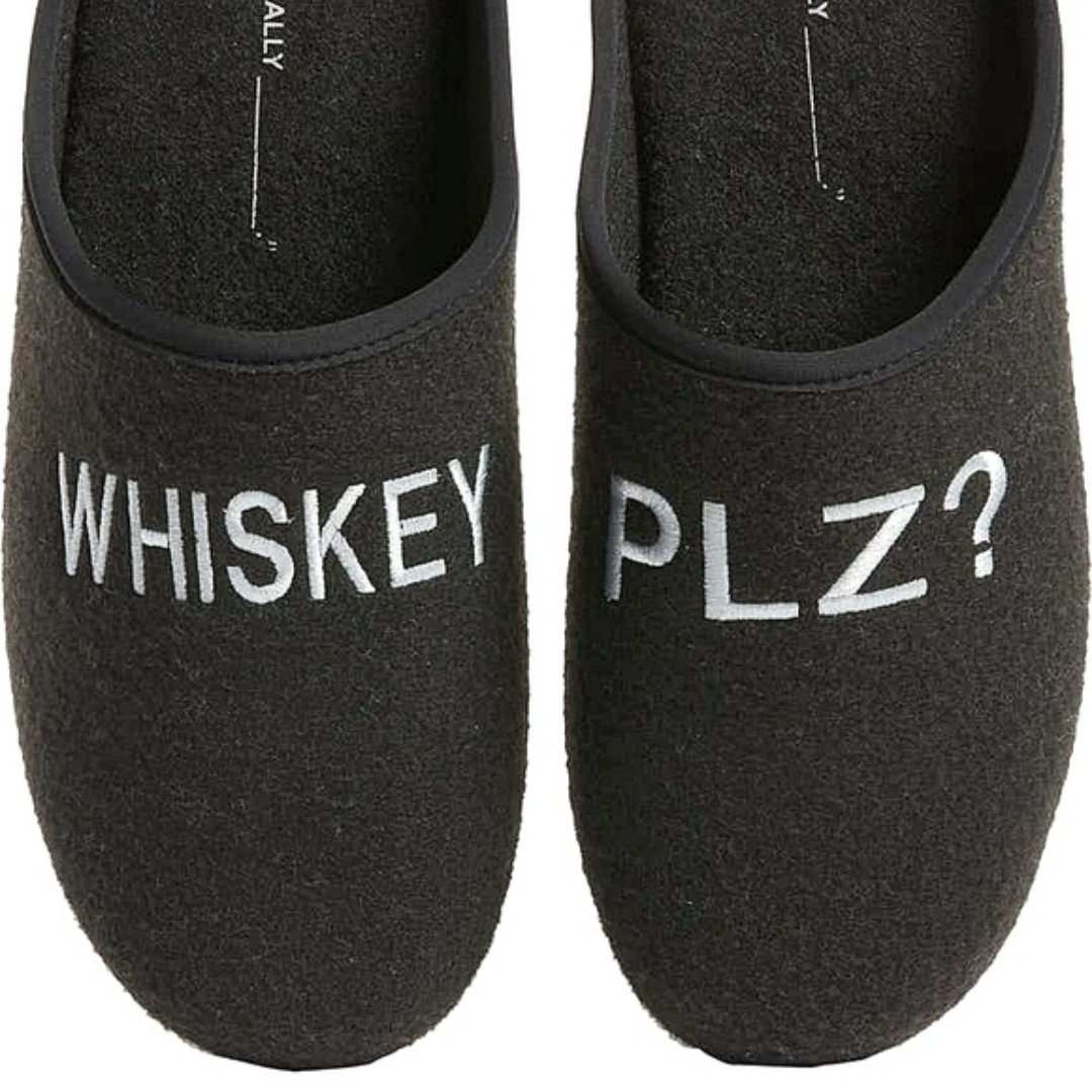 WHISKEY PLZ Unisex Gray Slippers Eco-Friendly Materials by Intentionally Blank