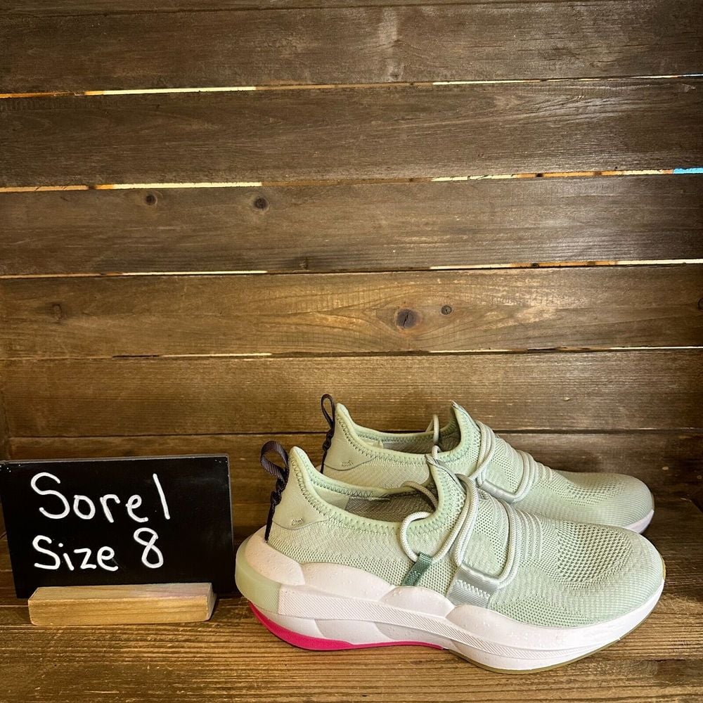 New Womens Sorel Explorer Defy Low Light Green Athletic Sneakers Shoes Size 8 M