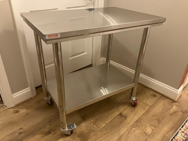 Stainless Steel Work Table 36x24 Inch with 4 Wheels, Casters Heavy Duty