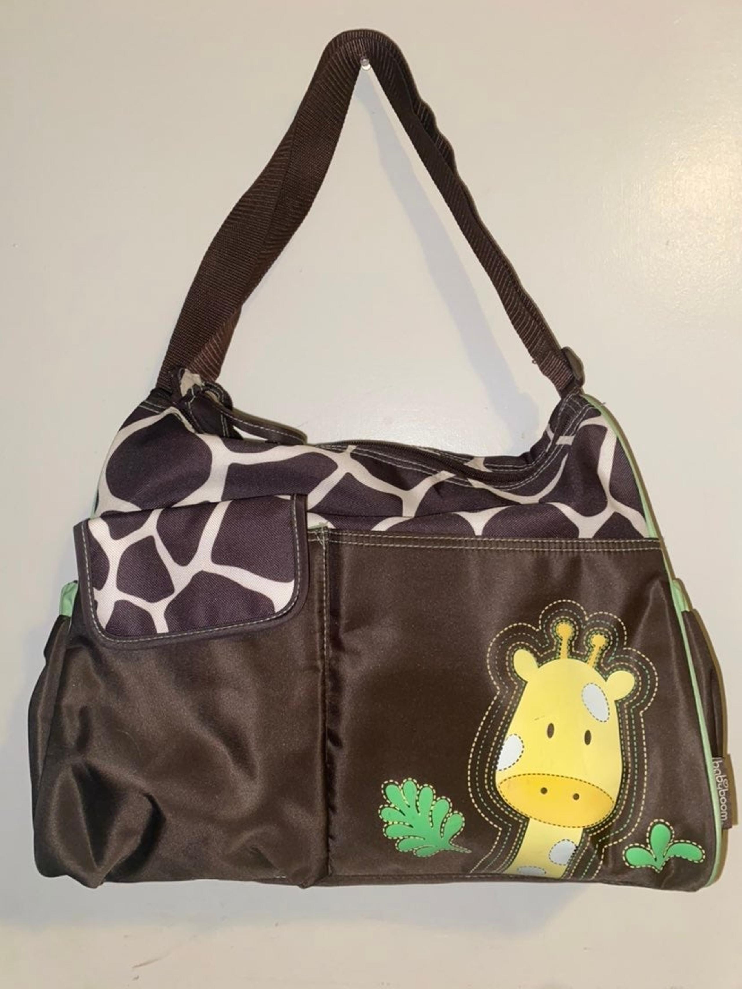 BabyBoom Baby Giraffe Tote Diaper Bag W/ Changing Pad/ Clear Bag  (8Pockets)