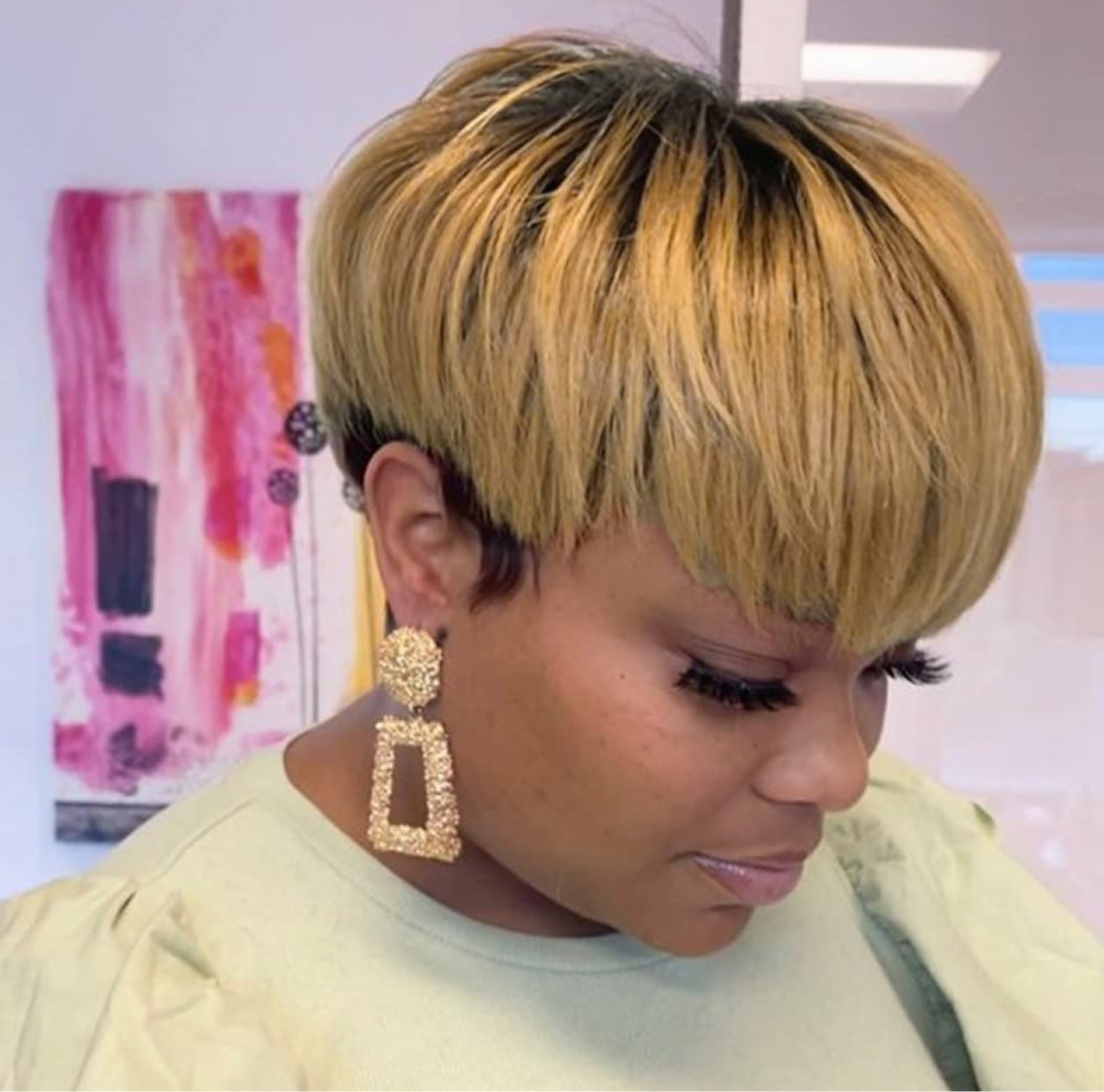 1b/27 short pixie cut human hair wigs ombre pixie cut wig glueless wig