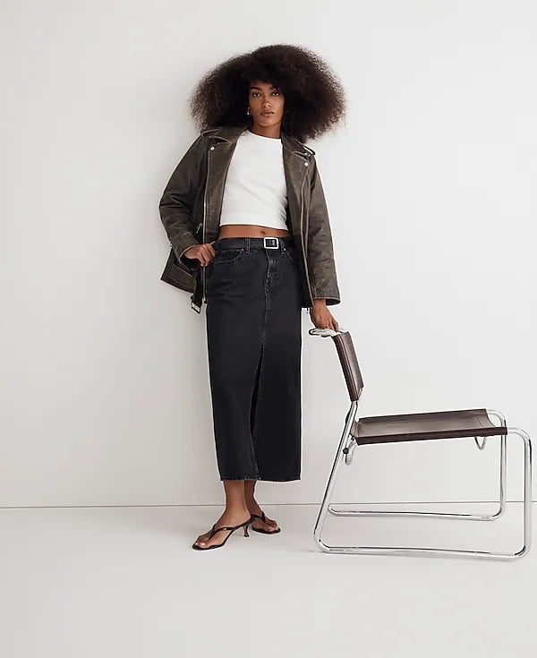 Madewell Denim Mid-Rise Maxi Skirt in Lunar Wash - Size 31