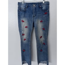iROO Jeans Lip Embroidered Size 30