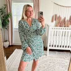 DVF West Silk Leafy Print Long Sleeve Wrap Dress Green S