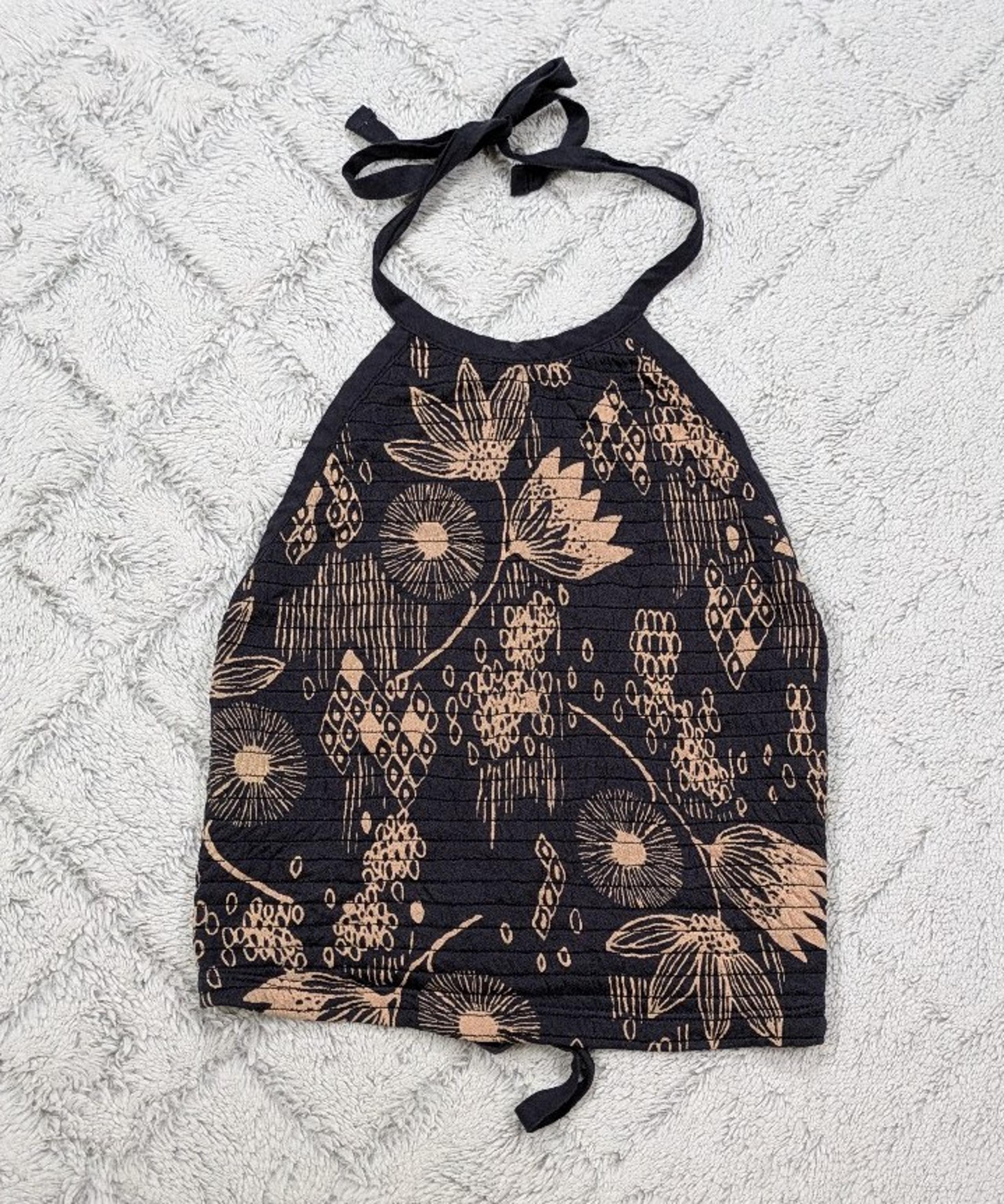 Urban Outfitters Top Women's XS Blue Floral Halter Open Back Crop Boho