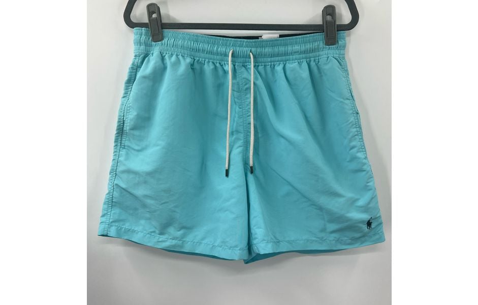 Polo Ralph Lauren Mens Swim Trunks Shorts Big Sz L Blue Elastic Back