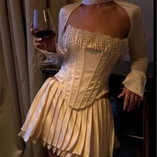 HOUSE OF CB 'Aubrie' Vintage Cream Embellished Satin Corset With Sleeve NWOT XL
