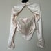 HOUSE OF CB 'Aubrie' Vintage Cream Embellished Satin Corset With Sleeve NWOT XL