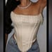 HOUSE OF CB 'Aubrie' Vintage Cream Embellished Satin Corset With Sleeve NWOT XL