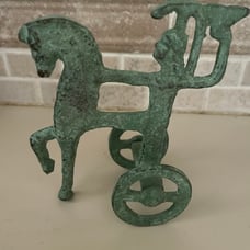 Athena bronze horse chariot figurine