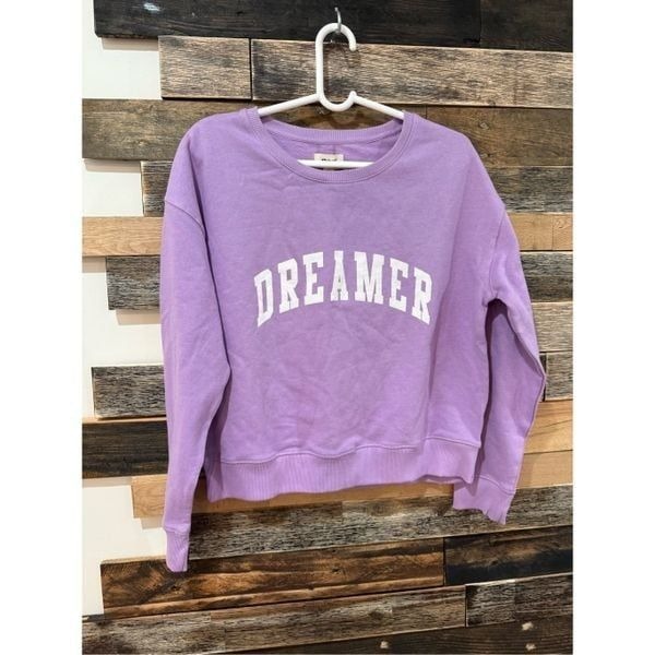 Pact NWT Organic Sweatshirt Women’s Purple Pullover Dreamer Crewneck Crop Sz M