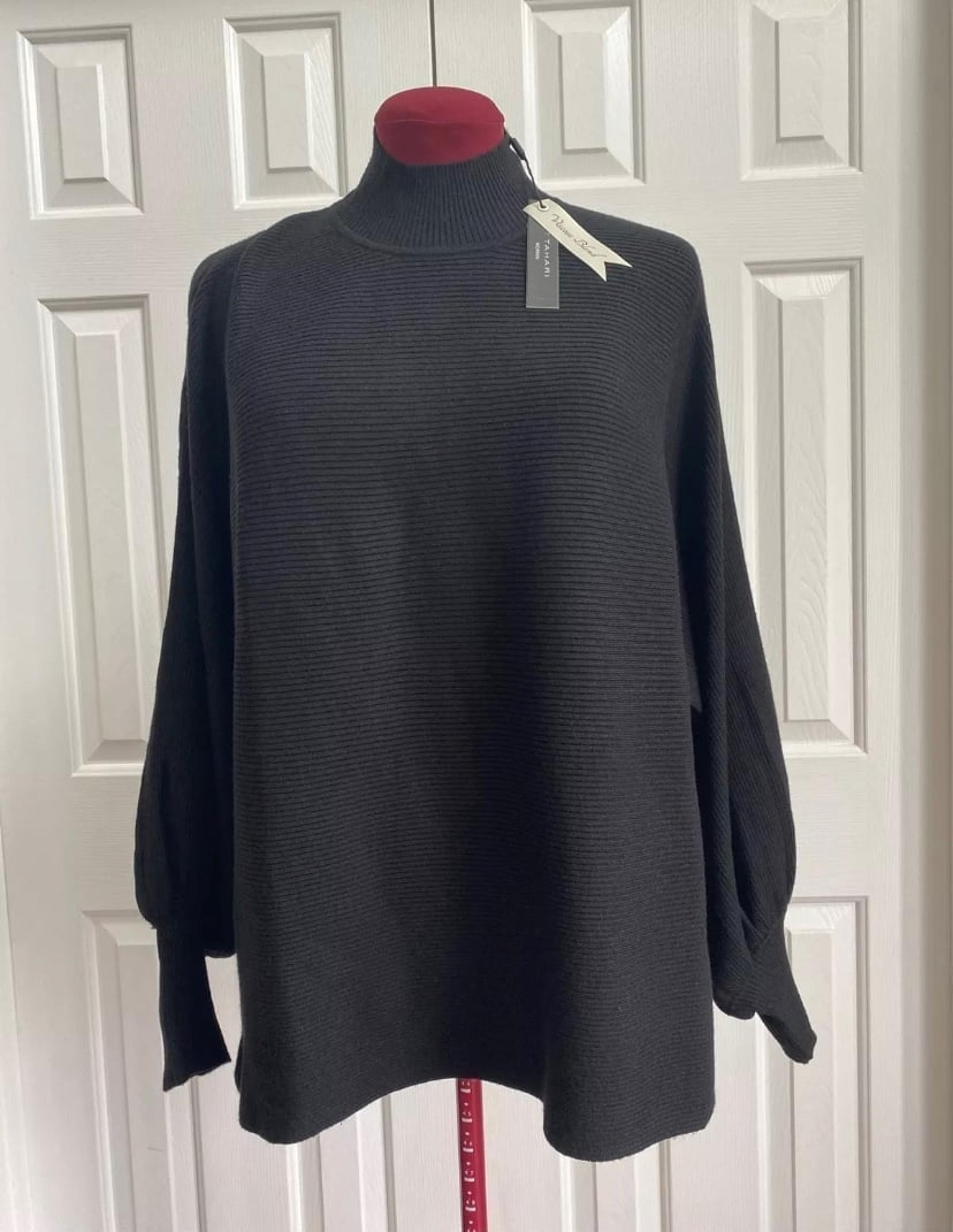 T Tahari Mock Neck Rib Dolman  Balloon Sleeve Sweater Size 1X NEW