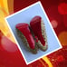 Women Red & Gold Jeweled High Heels US 7