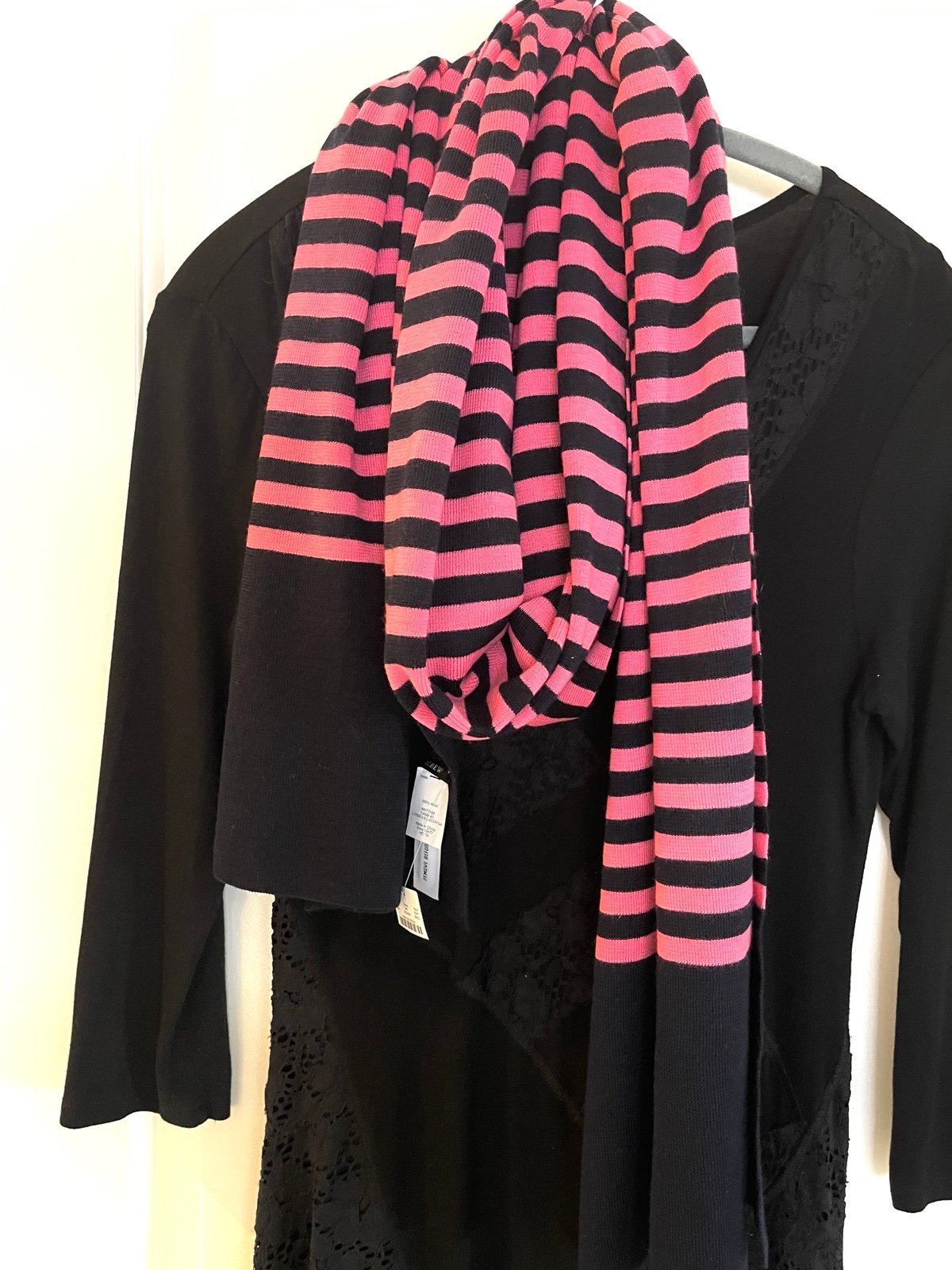 J Crew wool Scarf NWT Pink Black