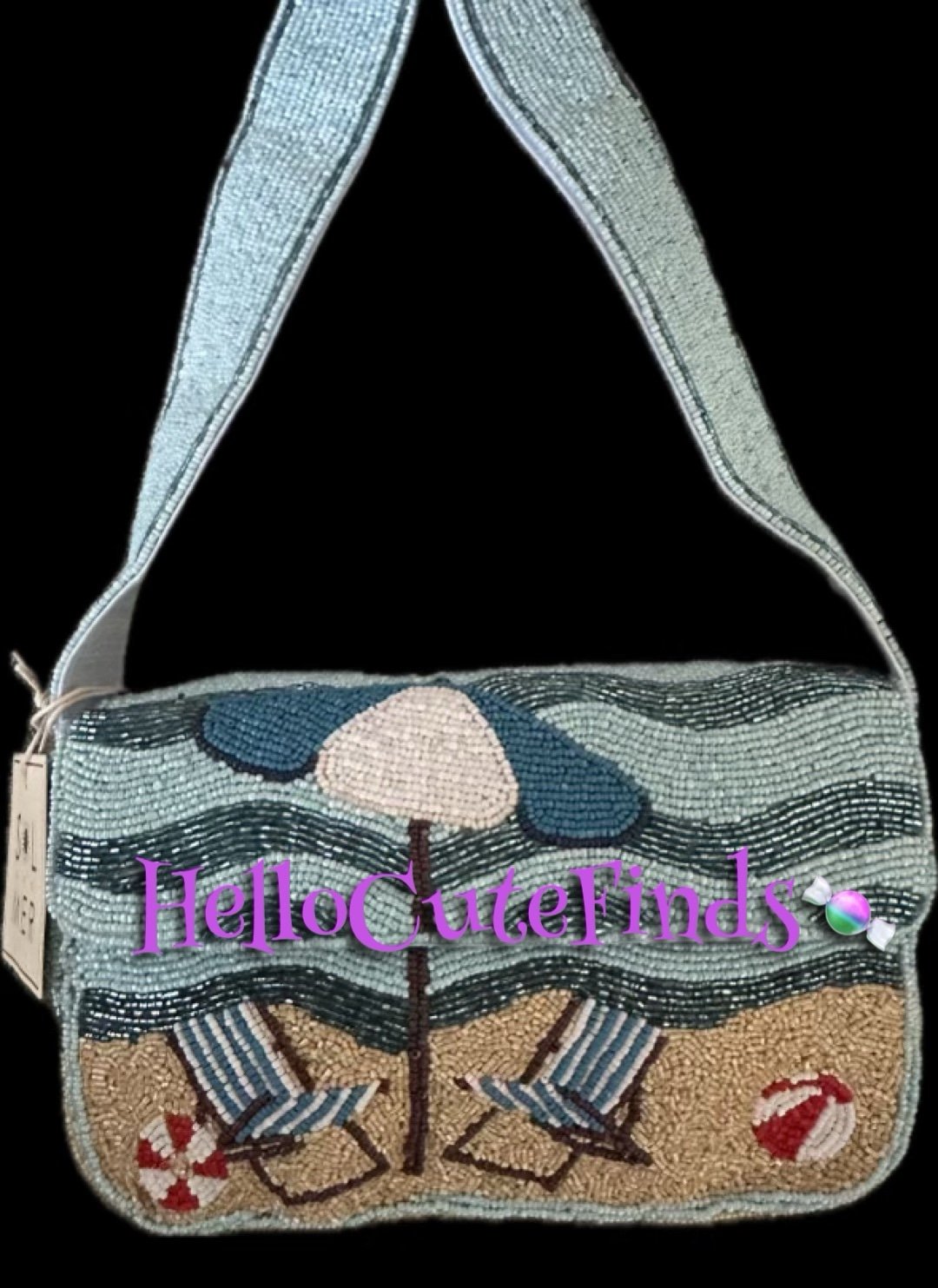 Sol and Mer Beach Sand Seaside Beaded Shoulder Bag
