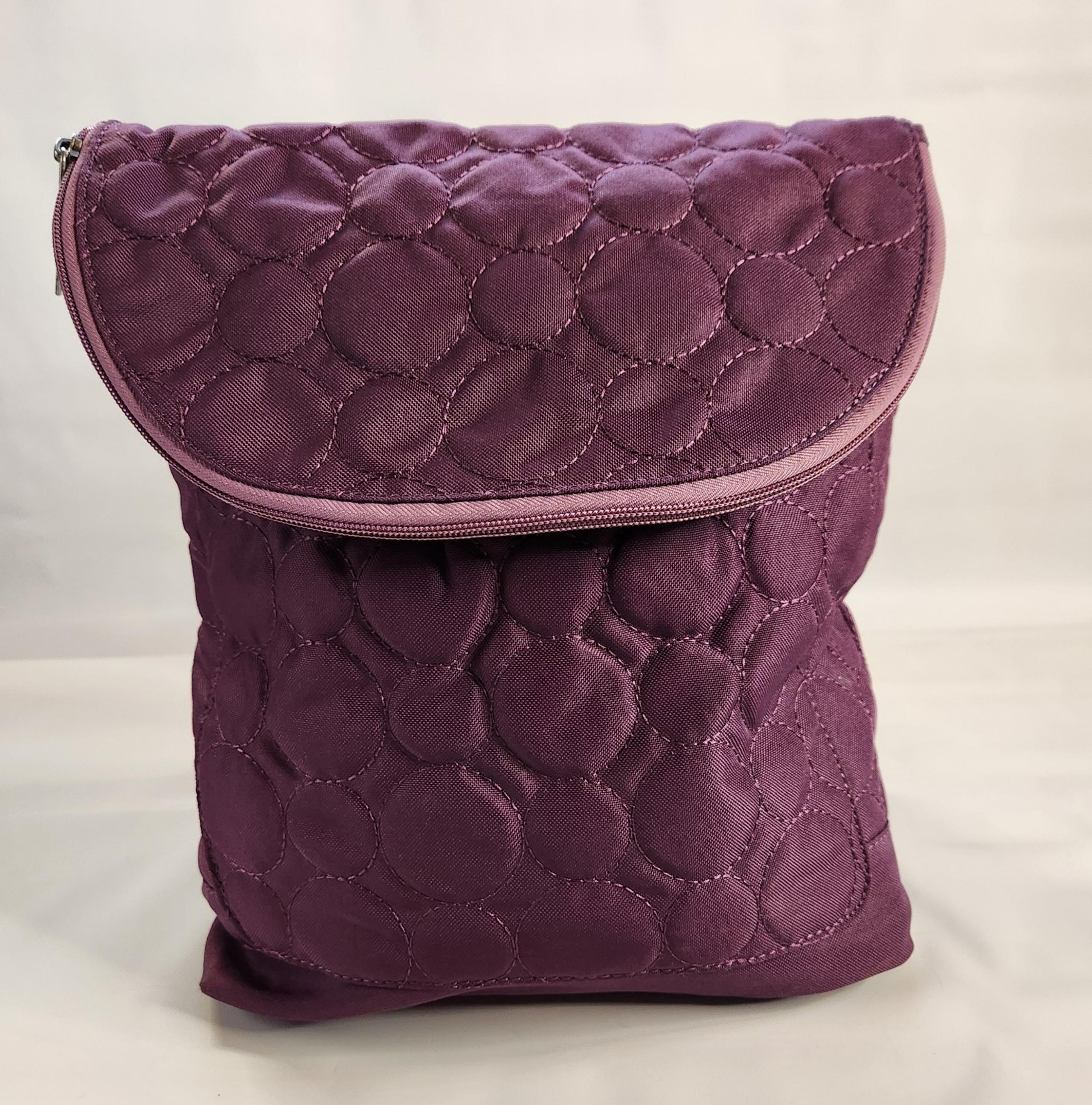 31 Thirty One Purple Backpack Purse - Vary You Purple Quilted Dots