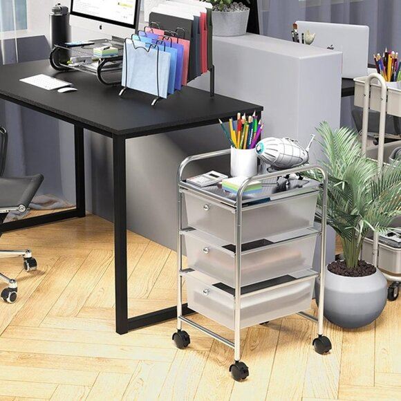 NEW 3 Drawers Simple Houseware Utility Cart with Rolling Storage Art Craft