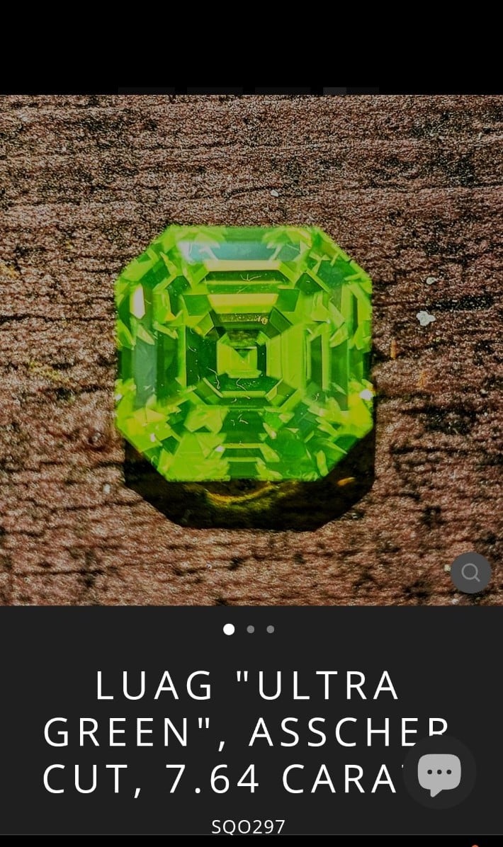 House of Sylas LuAG Ultra Green Asscher Cut Stone 7.64 ct Djeva.com