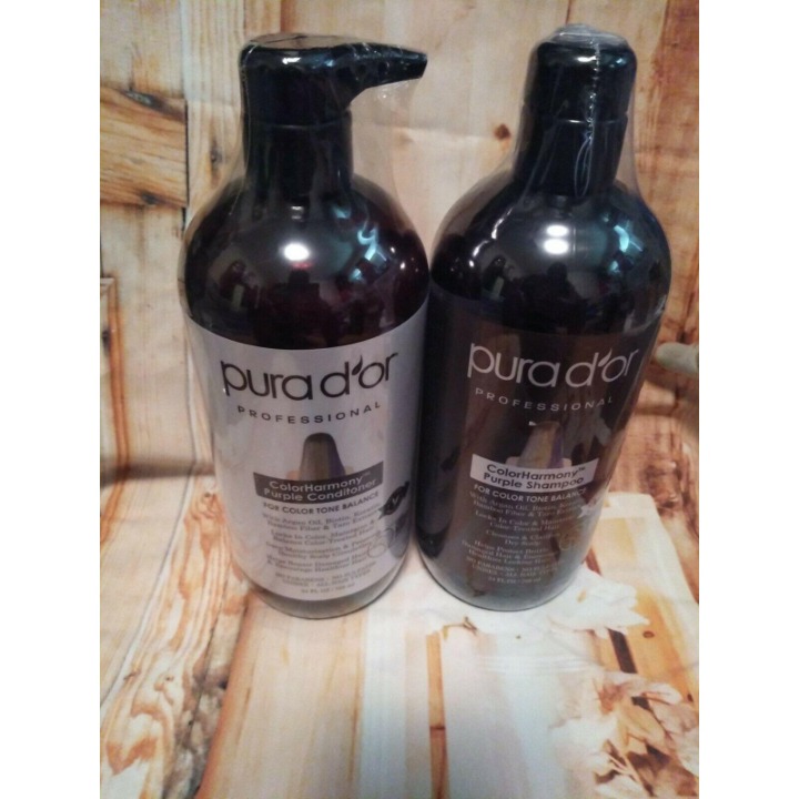 Pura D'or ColorHarmony Purple Conditioner + Shampoo Color Tone Balance 24oz ea